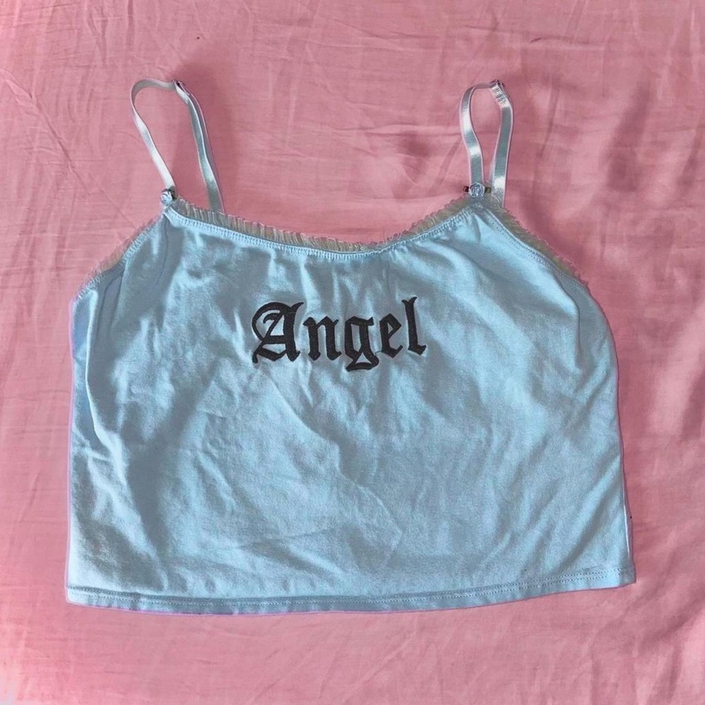 “Angel” Cropped Baby Blue Camisole Tank by Sugar Thrillz by Dollskill